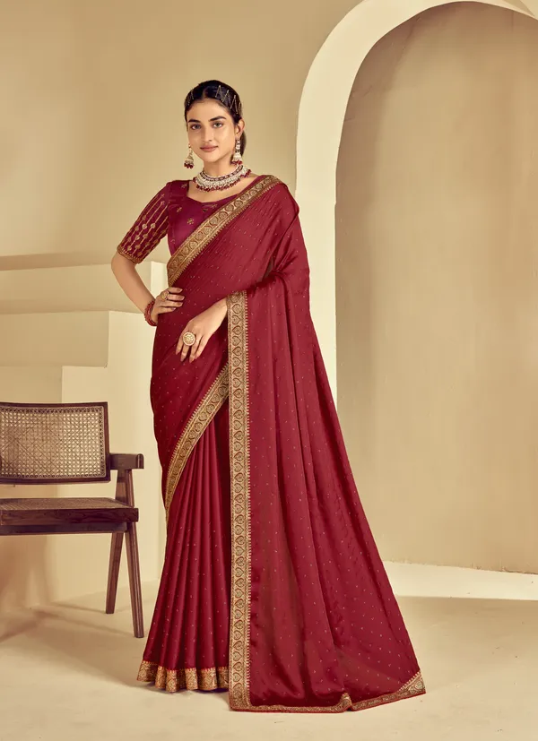 Maroon_Satin_Silk_Traditional_Saree_For_Women