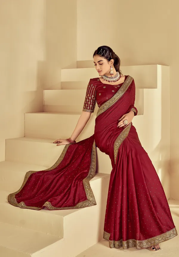 Maroon_Satin_Silk_Traditional_Saree_For_Women