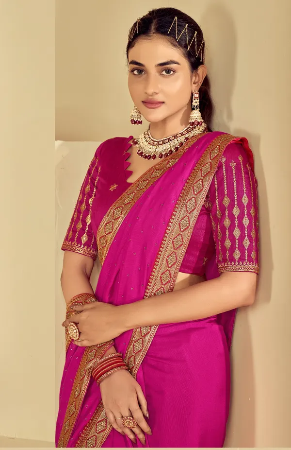 Pink_Satin_Silk_Traditional_Saree_For_Women