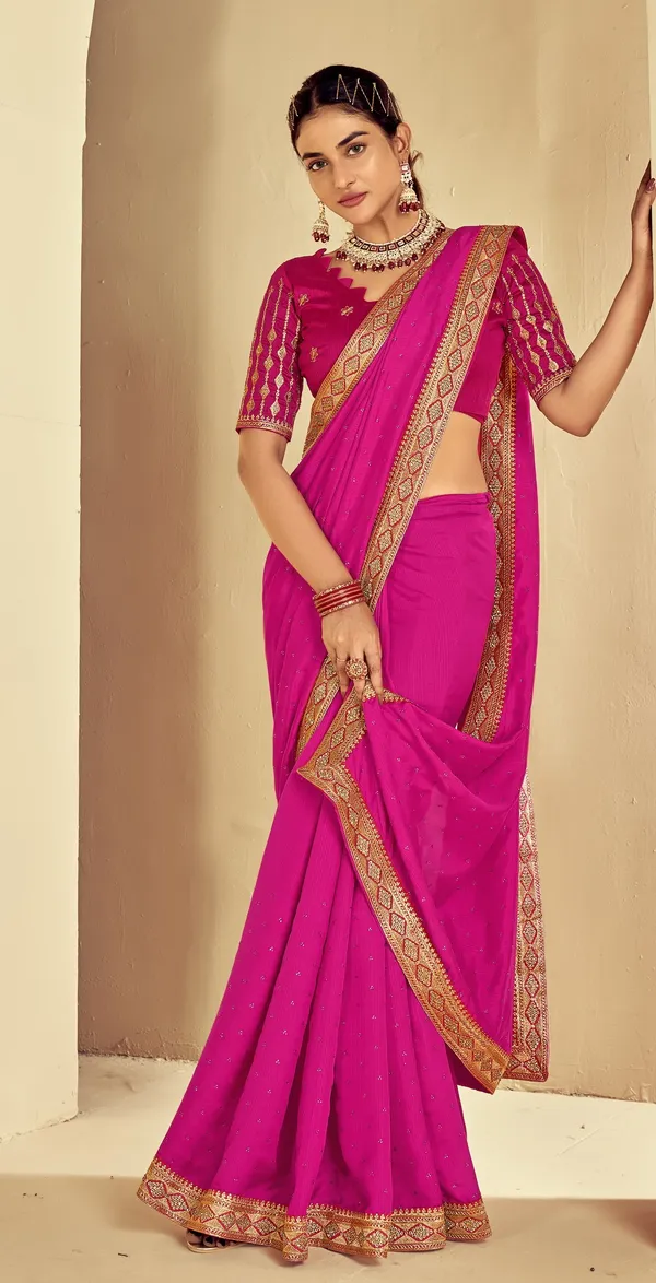 Pink_Satin_Silk_Traditional_Saree_For_Women