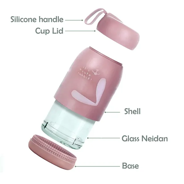 Leak_Proof_Little_Rabbit_Print_Glass_Water_Bottle_(Pink)