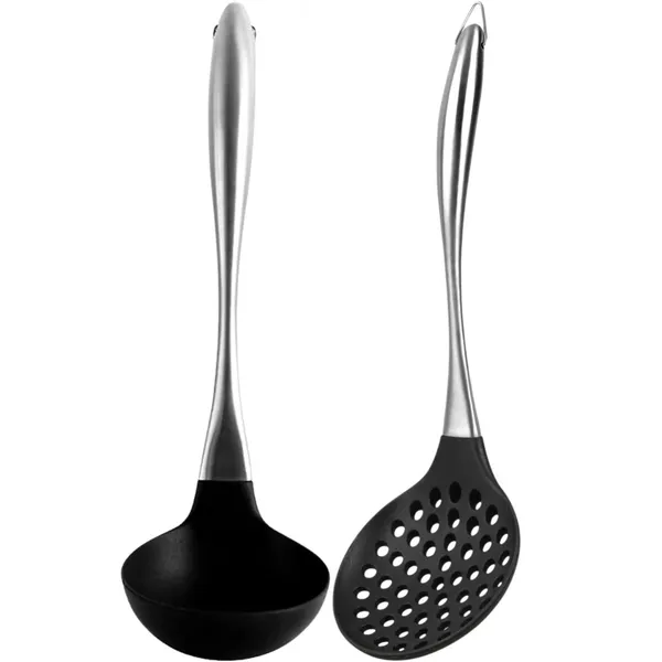 2_Pcs_Black_Skimmer_and_Soup_Ladle_Spatula_Set_Stainless_Steel_Handle