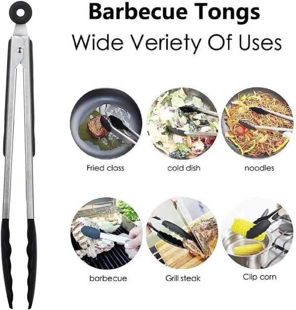 12_Inch_Silicone_Cooking_Tong_(Black)
