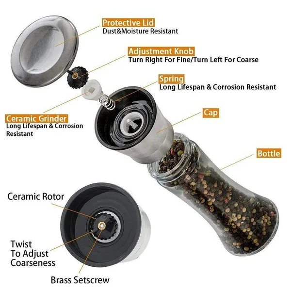 2_Piece_Small_And_Big_Black_Pepper_Mill_Grinder_Shaker