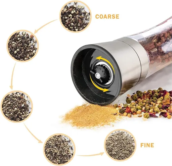 2_Piece_Small_And_Big_Black_Pepper_Mill_Grinder_Shaker