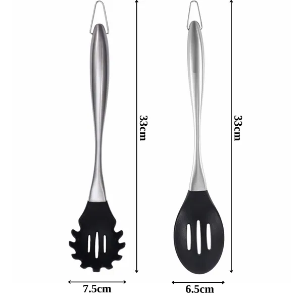 Black_Stainless_Steel_Slotted_Spoon_and_Pasta_Fork_Server