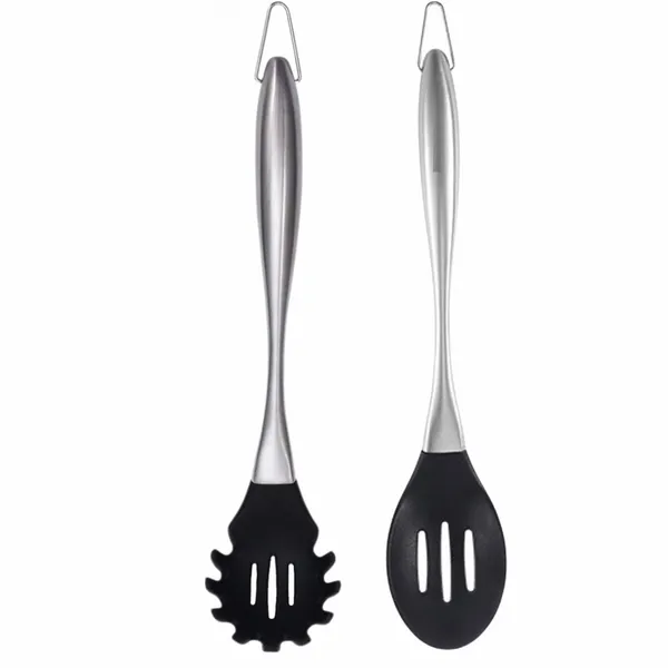 Black_Stainless_Steel_Slotted_Spoon_and_Pasta_Fork_Server