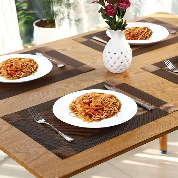 8_Pcs_Woven_Vinyl_Washable_Placemats_(Brown)