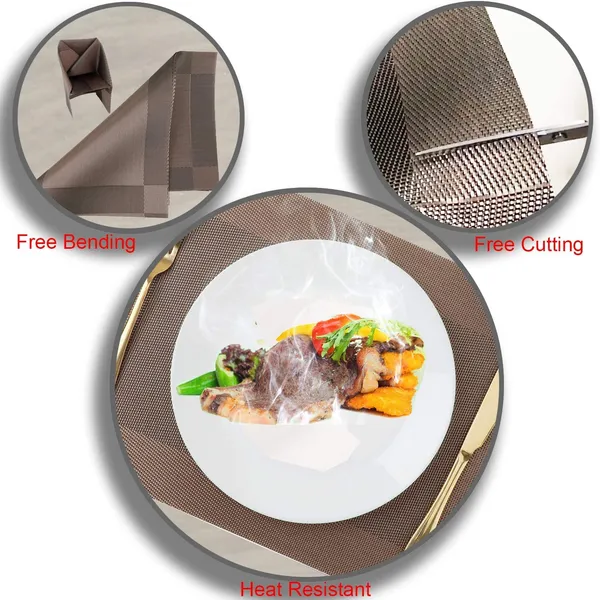 8_Pcs_Woven_Vinyl_Washable_Placemats_(Brown)