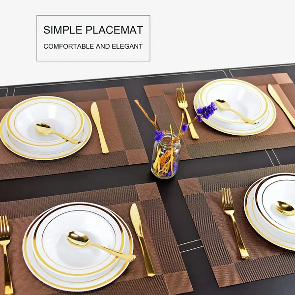 8_Pcs_Woven_Vinyl_Washable_Placemats_(Brown)