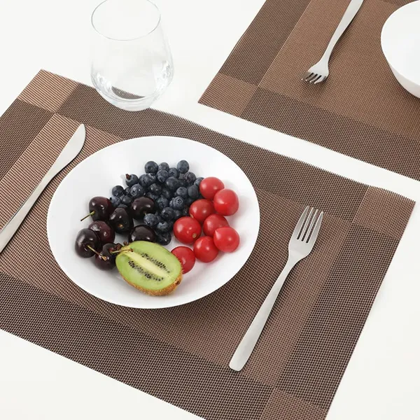 8_Pcs_Woven_Vinyl_Washable_Placemats_(Brown)