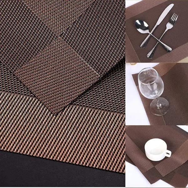8_Pcs_Woven_Vinyl_Washable_Placemats_(Brown)