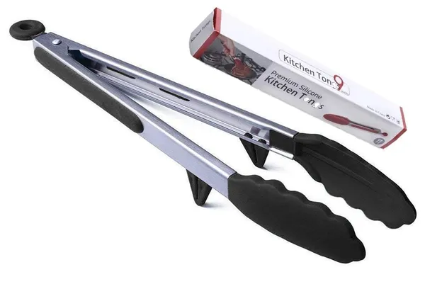 9_Inch_Silicone_Cooking_Tong_(Black)