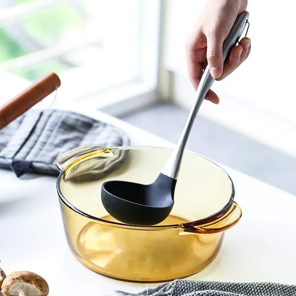 2_Pcs_Black_Spatula_and_Ladle_Set_Stainless_Steel_Handle