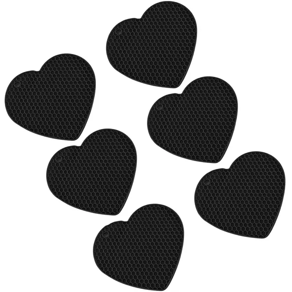 6_Piece_Non-Slip_Silicone_Trivet_Mats_(Black)