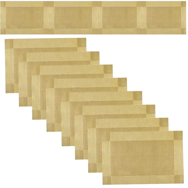8_Woven_Vinyl_Placemats_With_1_Pcs_Table_Runner_Set