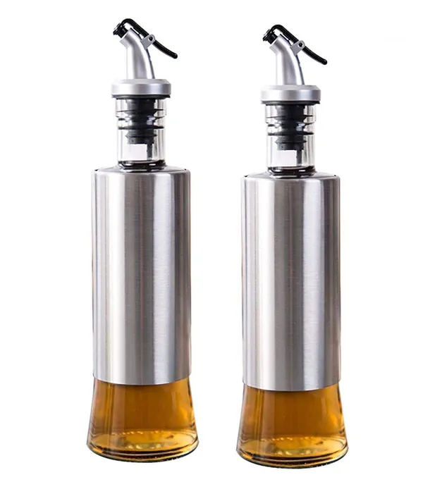 2_Pcs_Glass_Oil_And_Vinegar_Dispenser_With_Steel_Cover_Bottle