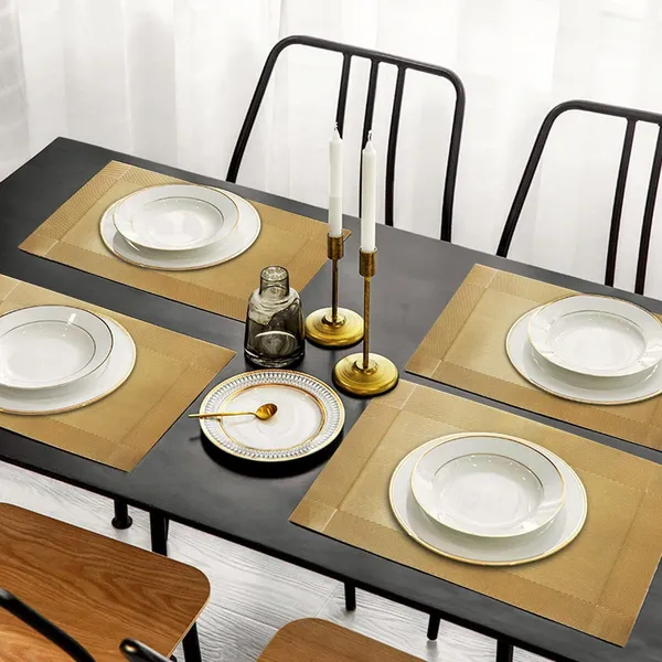 4_Pcs_Woven_Vinyl_Washable_Placemats_(Gold)
