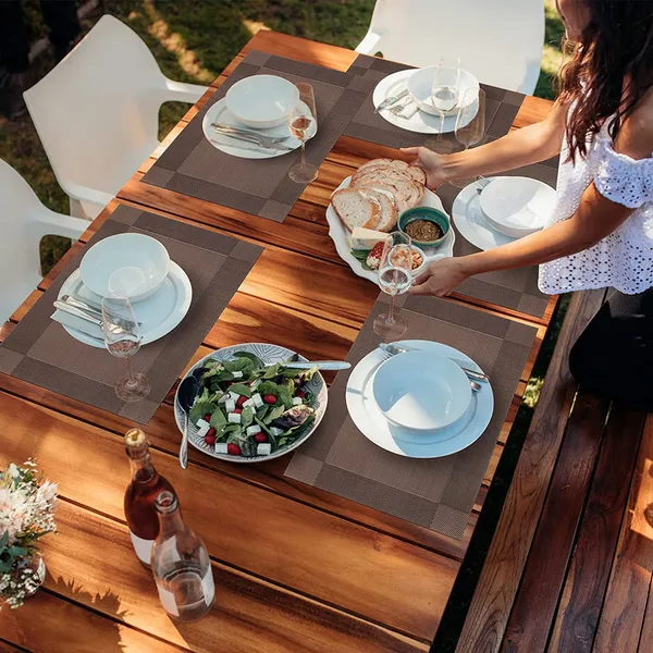 12_Pcs_Woven_Vinyl_Washable_Placemats_(Brown)
