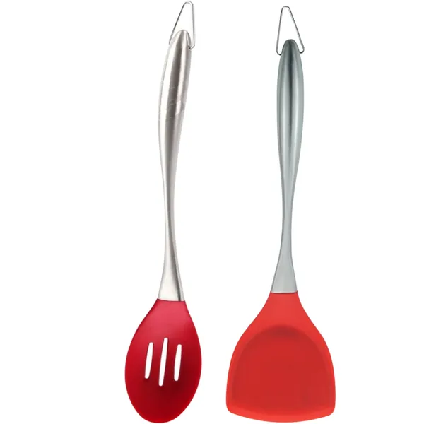 2_Pcs_Red_Slotted_Serving_Spoon_and_Wok_Spatula_Set