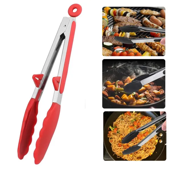 9_Inch_Silicone_Cooking_Tong_(Red)