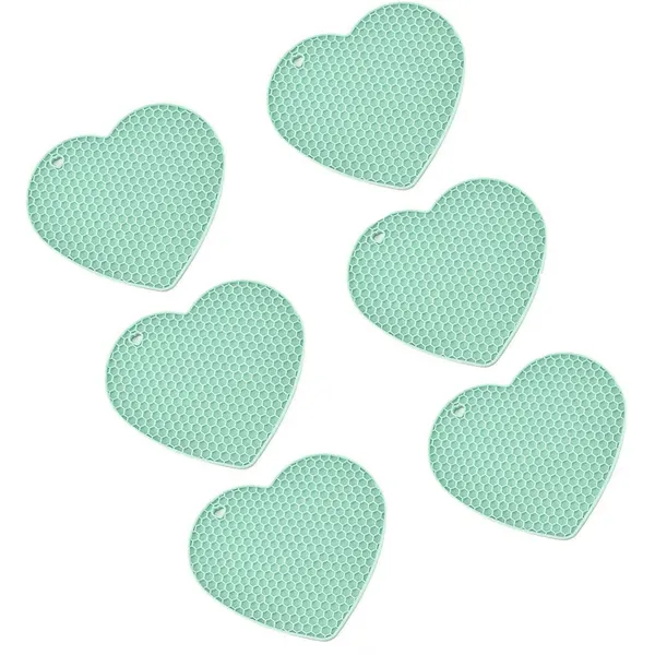 6_Piece_Non-Slip_Silicone_Trivet_Mats_(Green)