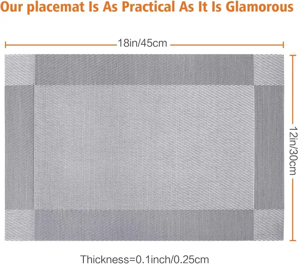 12_Pcs_Woven_Vinyl_Washable_Placemats_(Silver)