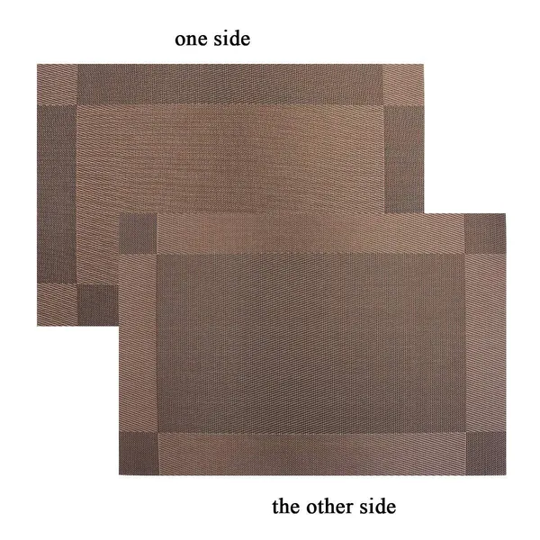 Combo_Of_4_Woven_Vinyl_Placemats_With_1_Pcs_Table_Runner_Set_(Brown)