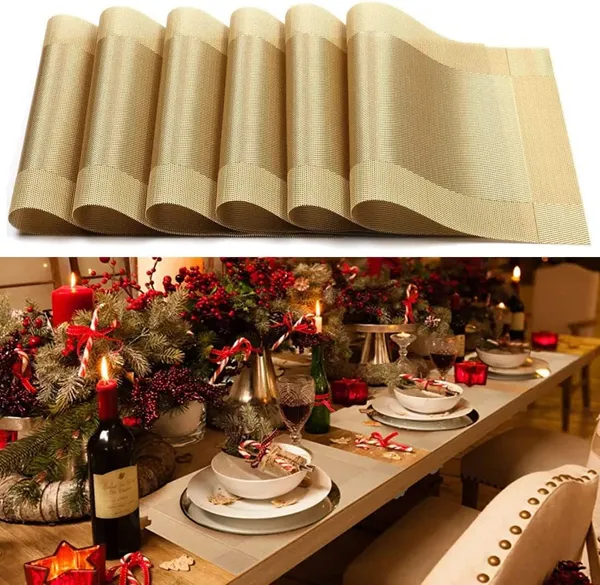 6_Pcs_Woven_Vinyl_Placemats_With_1_Pcs_Table_Runner_Set
