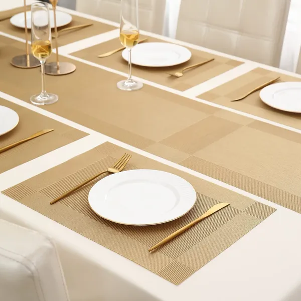 6_Pcs_Woven_Vinyl_Placemats_With_1_Pcs_Table_Runner_Set
