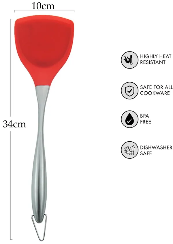 2_Pcs_Red_Silicone_Slotted_and_Spatula_For_Kitchen_Set