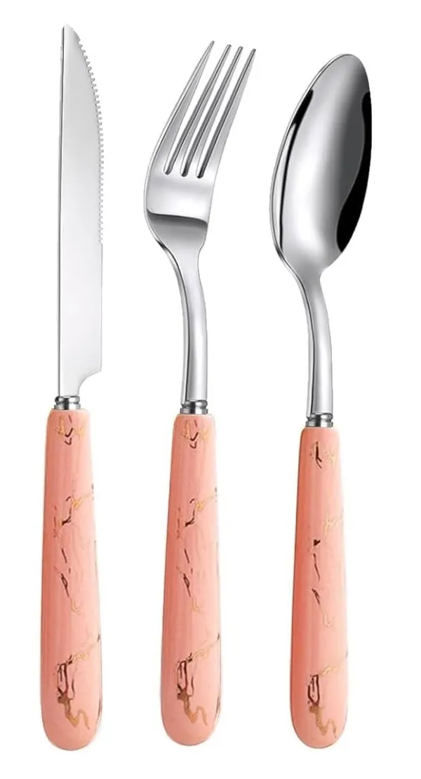 3_Piece_Stainless_Steel_Cutlery_Spoon_Set_(Pink)