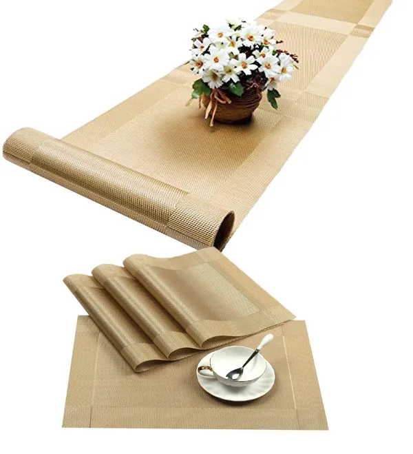 4_Woven_Vinyl_Placemats_With_1_Pcs_Table_Runner_Set