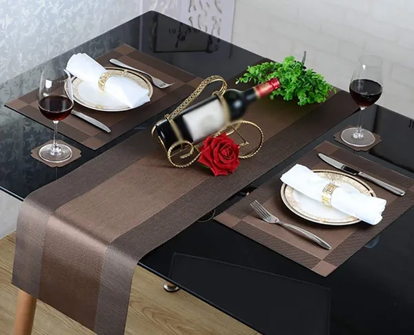 2_Pcs_Heat_Resistant_Long_Dinner_Table_Runner_(Brown)