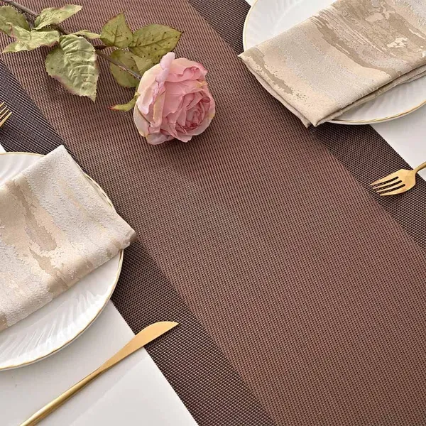 2_Pcs_Heat_Resistant_Long_Dinner_Table_Runner_(Brown)