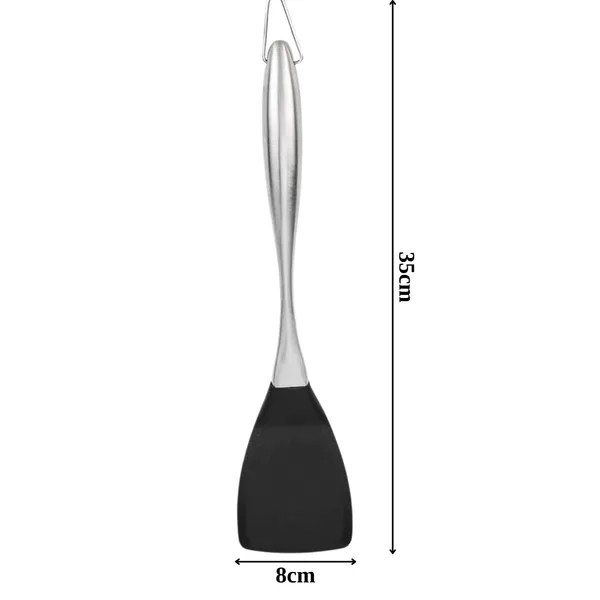 2_Pcs_Black_Silicone_Solid_Spatula_and_Steel_Skimmer_Set