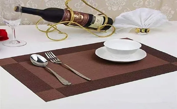 Combo_Of_8_Woven_Vinyl_Placemats_With_1_Pcs_Table_Runner_Set_(Brown)