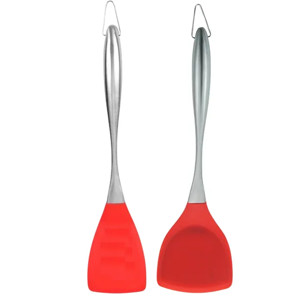 2_Pcs_Red_Spatula_and_Slotted_Spatula_Set_Stainless_Steel