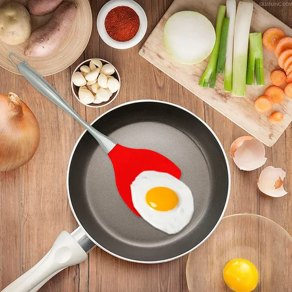2_Pcs_Red_Spatula_and_Slotted_Spatula_Set_Stainless_Steel
