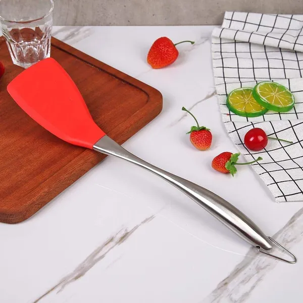 2_Pcs_Red_Spatula_and_Slotted_Spatula_Set_Stainless_Steel