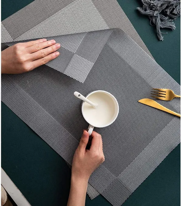 6_Pcs_Woven_Vinyl_Washable_Placemats_(Silver)