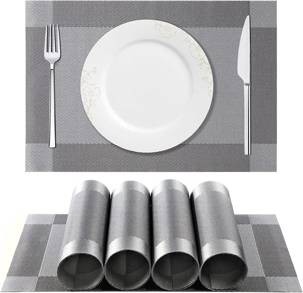 6_Pcs_Woven_Vinyl_Washable_Placemats_(Silver)