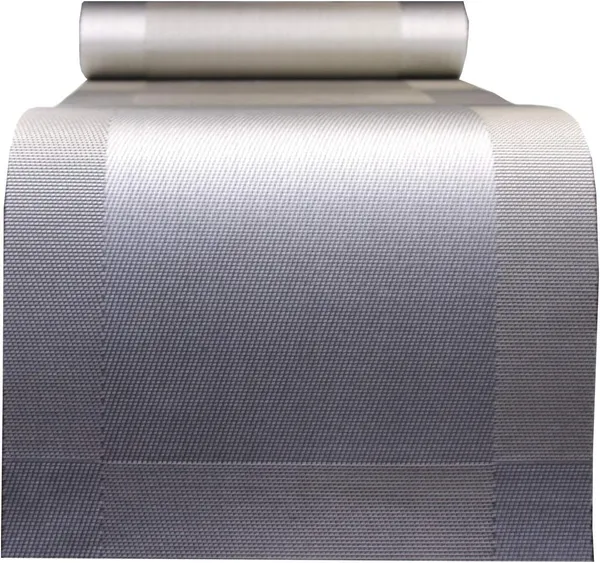 6_Woven_Vinyl_Placemats_With_1_Pcs_Table_Runner_Set_(Silver)