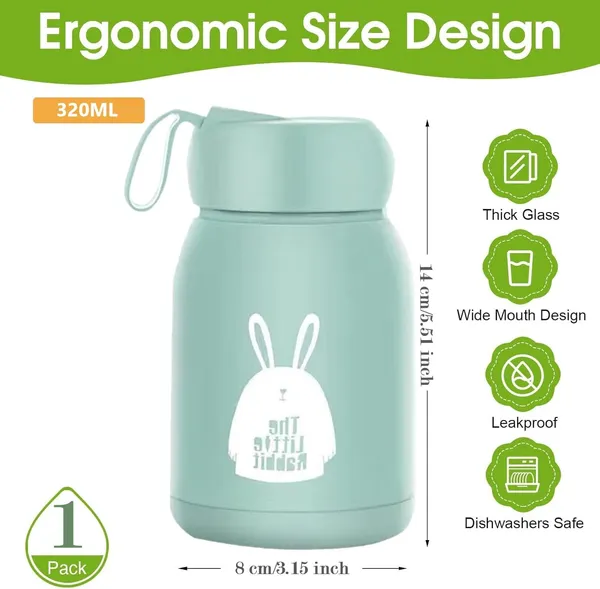 Leak_Proof_Little_Rabbit_Print_Glass_Water_Bottle_(Green)