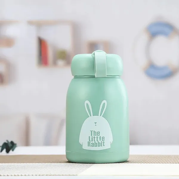 Leak_Proof_Little_Rabbit_Print_Glass_Water_Bottle_(Green)