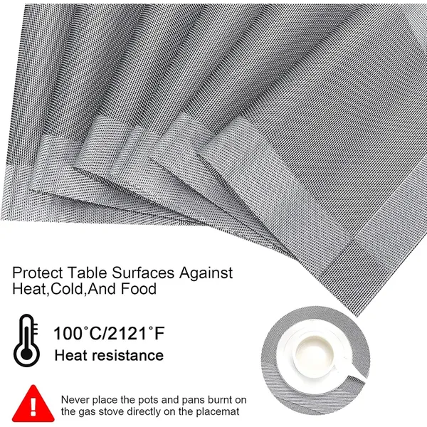 8_Woven_Vinyl_Placemats_With_1_Pcs_Table_Runner_Set_(Silver)