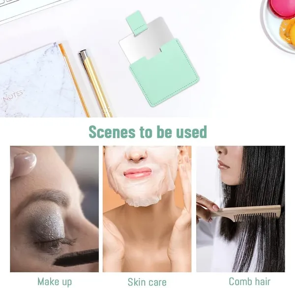 Compact_Hand_Square_Mirror_Cosmetic_Tool_(Green)