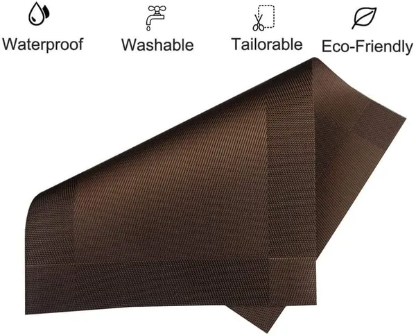 6_Pcs_Woven_Vinyl_Washable_Placemats_(Brown)