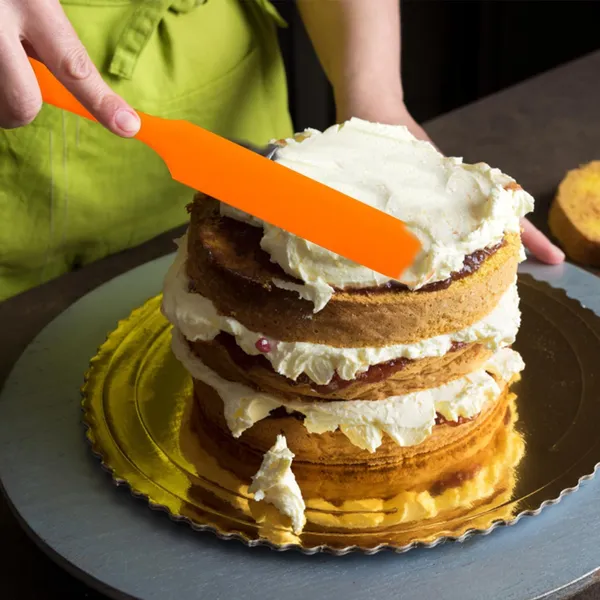 4_Pcs_Orange_Long_Handle_Silicone_Butter_Spatula_Kitchen