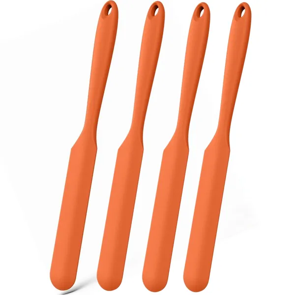 4_Pcs_Orange_Long_Handle_Silicone_Butter_Spatula_Kitchen